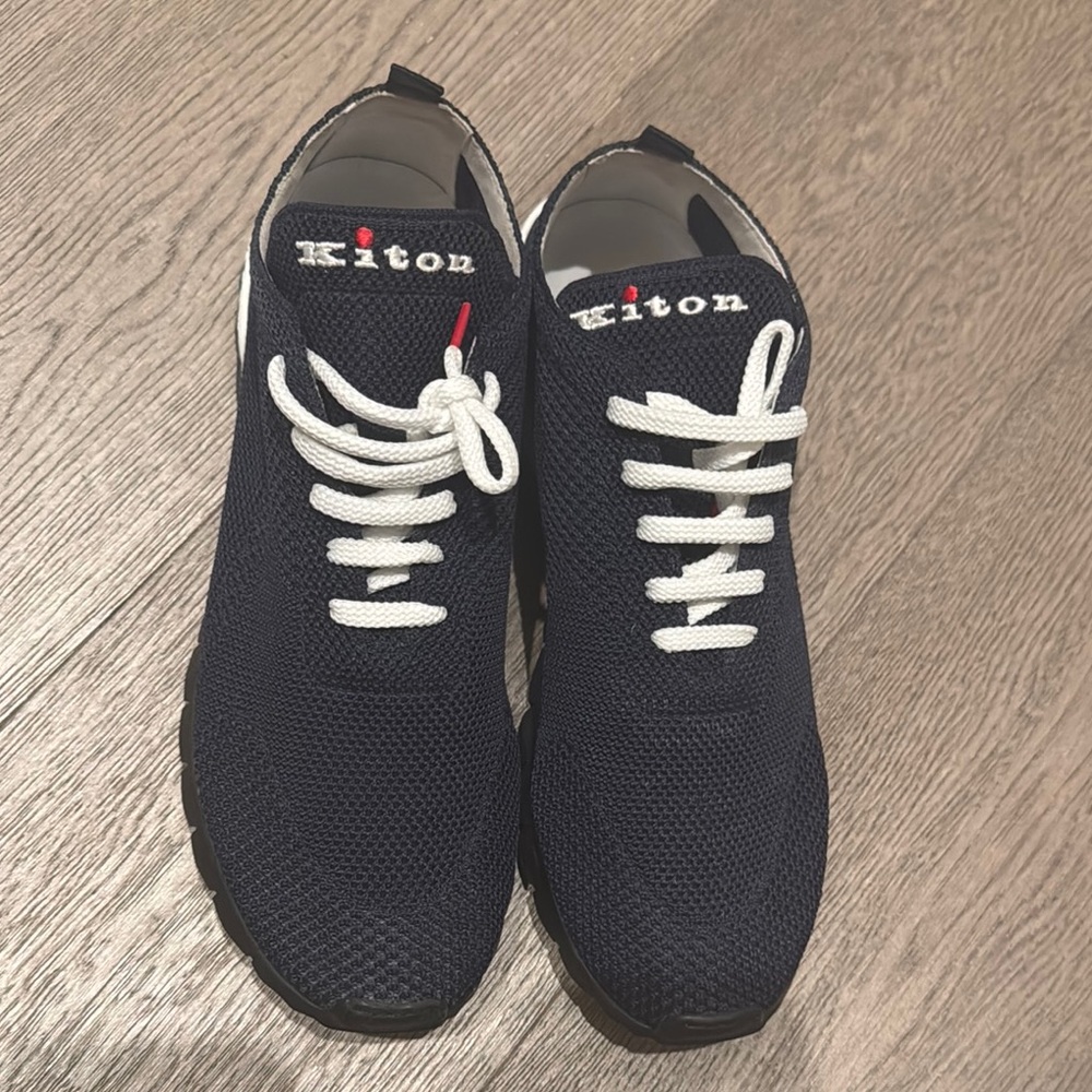 Kiton Blue and White Sneakers Modern Design